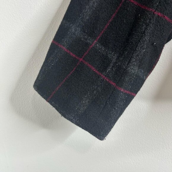 Talbots Blazer Jacket Womens 14 Black Red Plaid Wool Blend Preppy Academia - Picture 3 of 10